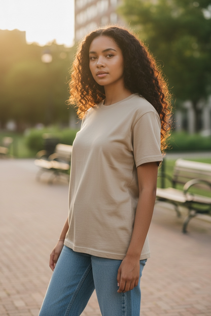 Unisex 100% Cotton Plain Round Neck T-Shirt – 180 GSM (Beige) | Classic Tee