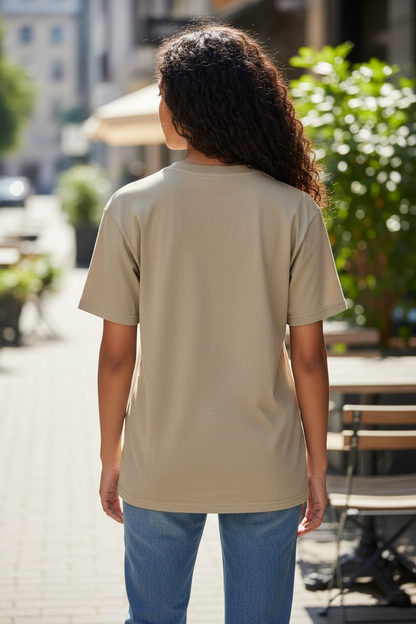 Unisex 100% Cotton Plain Round Neck T-Shirt – 180 GSM (Beige) | Classic Tee