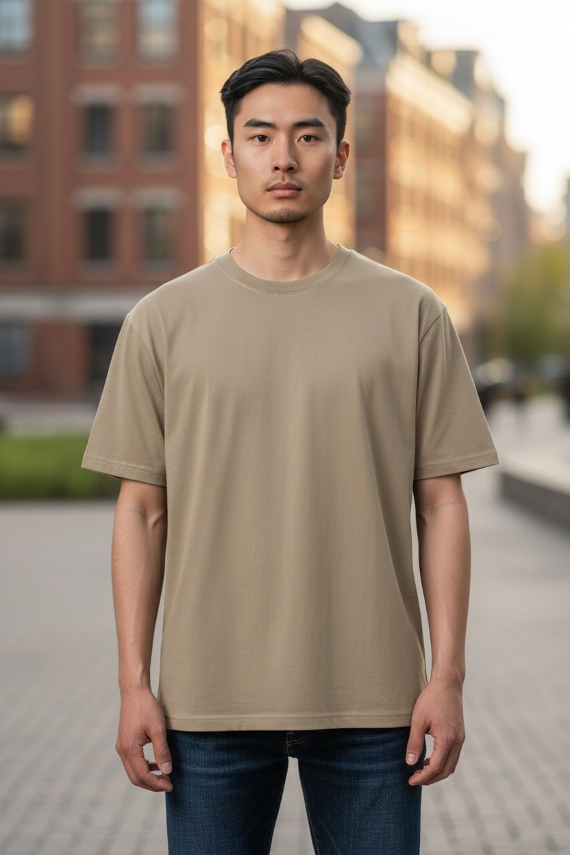 Unisex 100% Cotton Plain Round Neck T-Shirt – 180 GSM (Beige) | Classic Tee