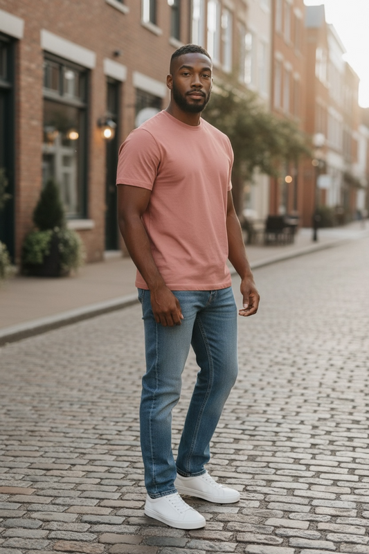 Unisex 100% Cotton Plain Round Neck T-Shirt – 180 GSM (Dusky Pink) | Classic Tee