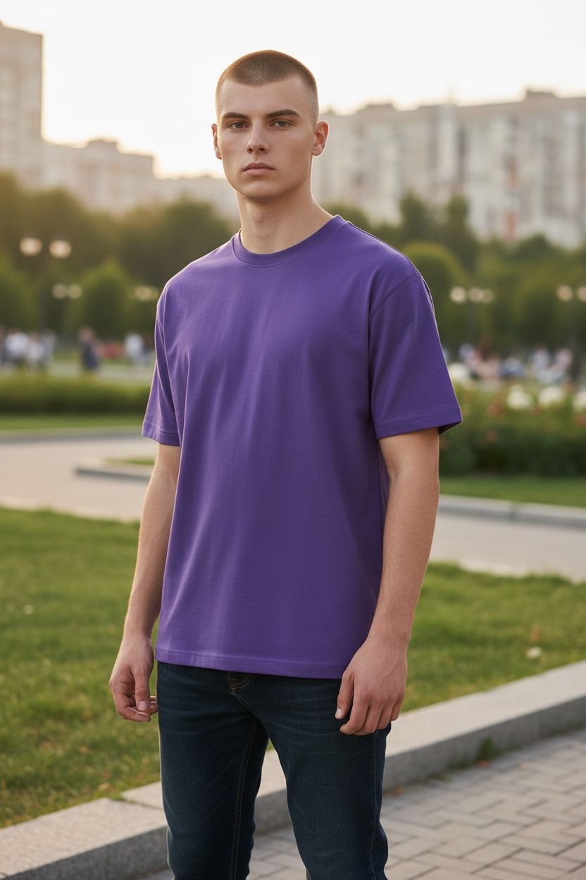 Unisex 100% Cotton Plain Round Neck T-Shirt – 180 GSM (Lavender) | Classic Tee