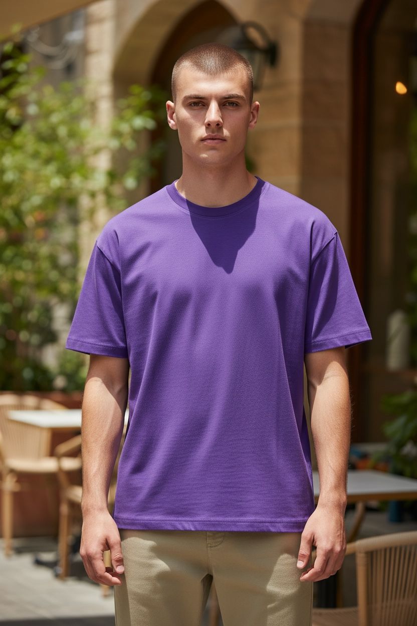 Unisex 100% Cotton Plain Round Neck T-Shirt – 180 GSM (Lavender) | Classic Tee