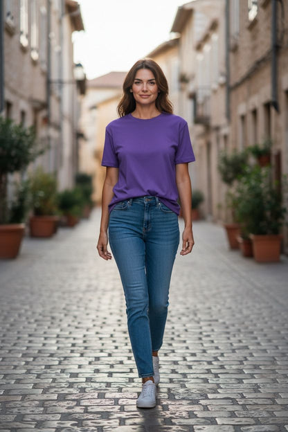 Unisex 100% Cotton Plain Round Neck T-Shirt – 180 GSM (Lavender) | Classic Tee