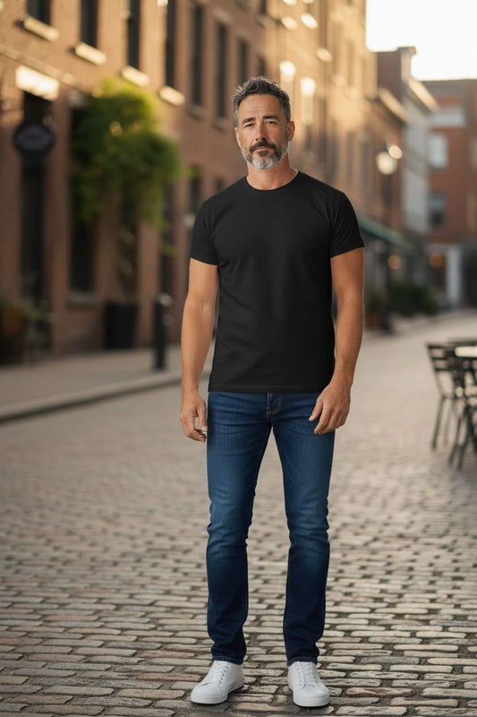 Unisex 100% Cotton Plain Round Neck T-Shirt – 180 GSM (Black) | Classic Tee