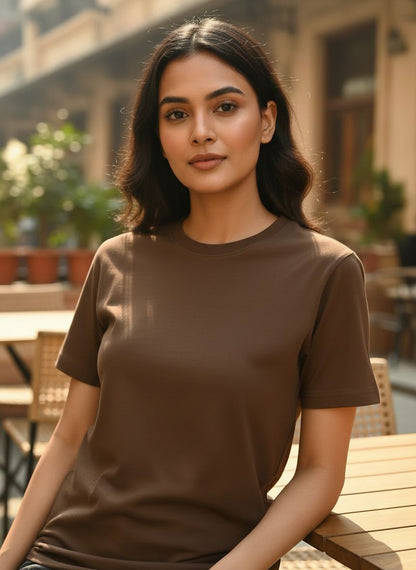 Unisex 100% Cotton Plain Round Neck T-Shirt – 180 GSM (Coffee Brown) | Classic Tee