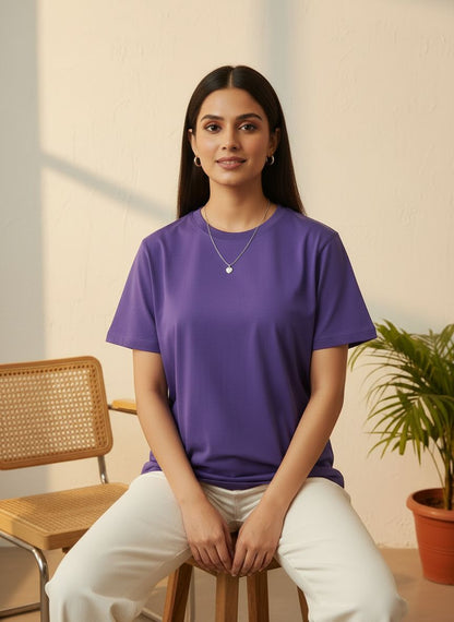 Unisex 100% Cotton Plain Round Neck T-Shirt – 180 GSM (Lavender) | Classic Tee