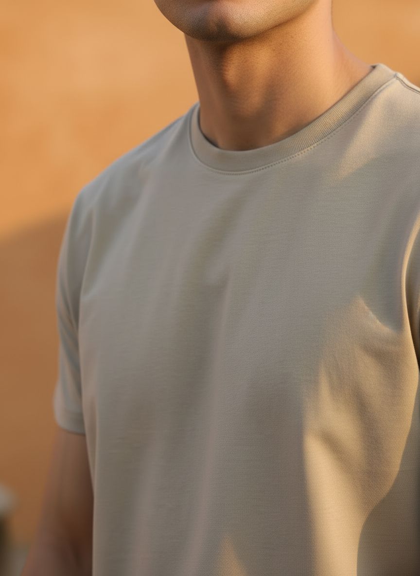 Unisex 100% Cotton Plain Round Neck T-Shirt – 180 GSM (Beige) | Classic Tee
