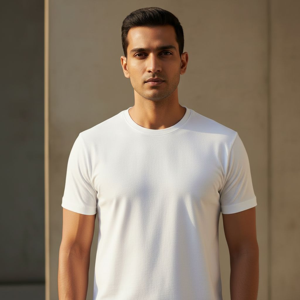 Unisex 100% Cotton Plain Round Neck T-Shirt – 180 GSM (White) | Classic Tee