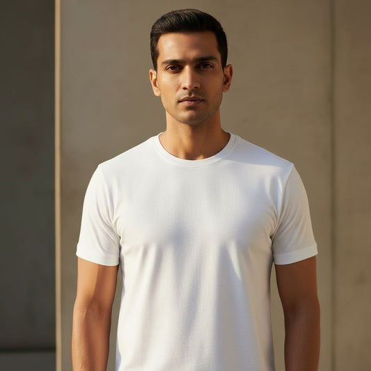 Unisex 100% Cotton Plain Round Neck T-Shirt – 180 GSM (White) | Classic Tee