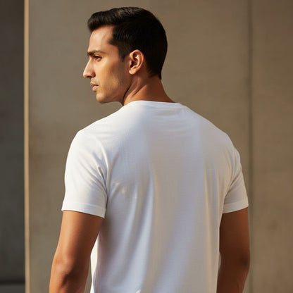 Unisex 100% Cotton Plain Round Neck T-Shirt – 180 GSM (White) | Classic Tee