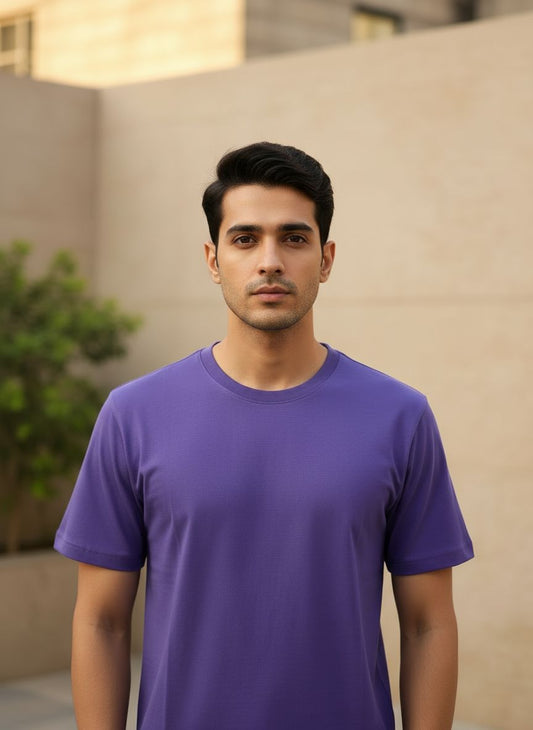 Unisex 100% Cotton Plain Round Neck T-Shirt – 180 GSM (Lavender) | Classic Tee
