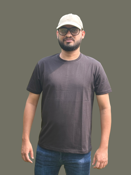 Unisex Black Round Neck Cotton T-Shirt – Plain Tee