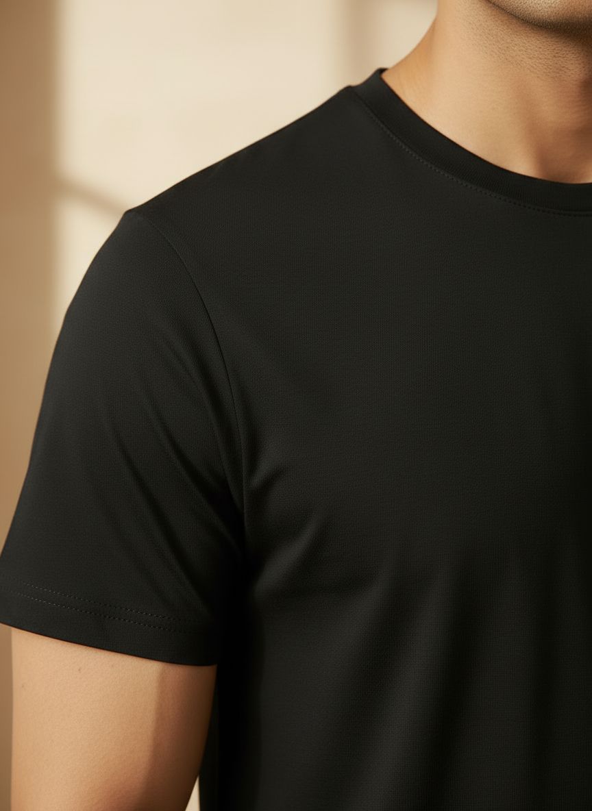 Unisex 100% Cotton Plain Round Neck T-Shirt – 180 GSM (Black) | Classic Tee
