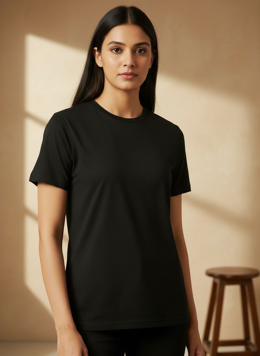 Unisex 100% Cotton Plain Round Neck T-Shirt – 180 GSM (Black) | Classic Tee
