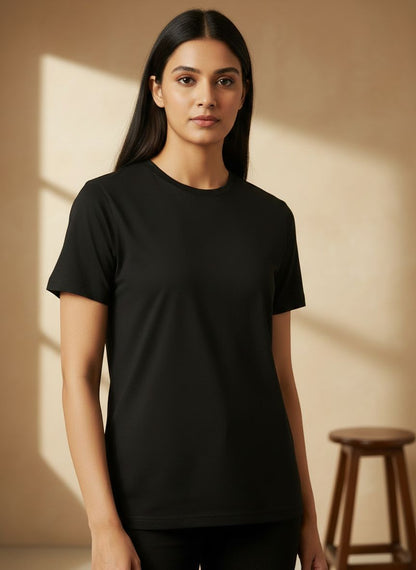 Unisex 100% Cotton Plain Round Neck T-Shirt – 180 GSM (Black) | Classic Tee