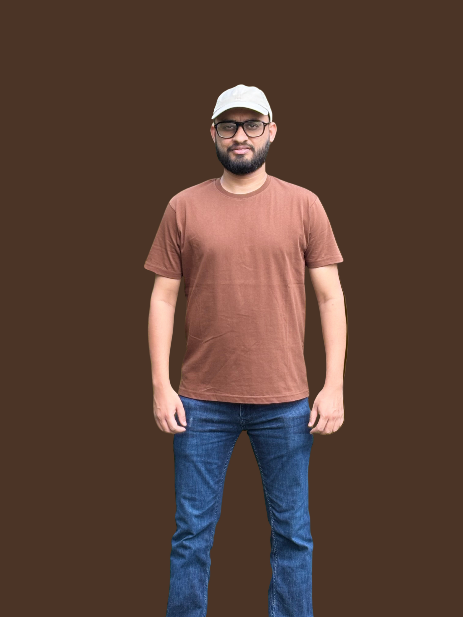 Unisex Ccoffee Brown Round Neck Cotton T-Shirt – Plain Tee