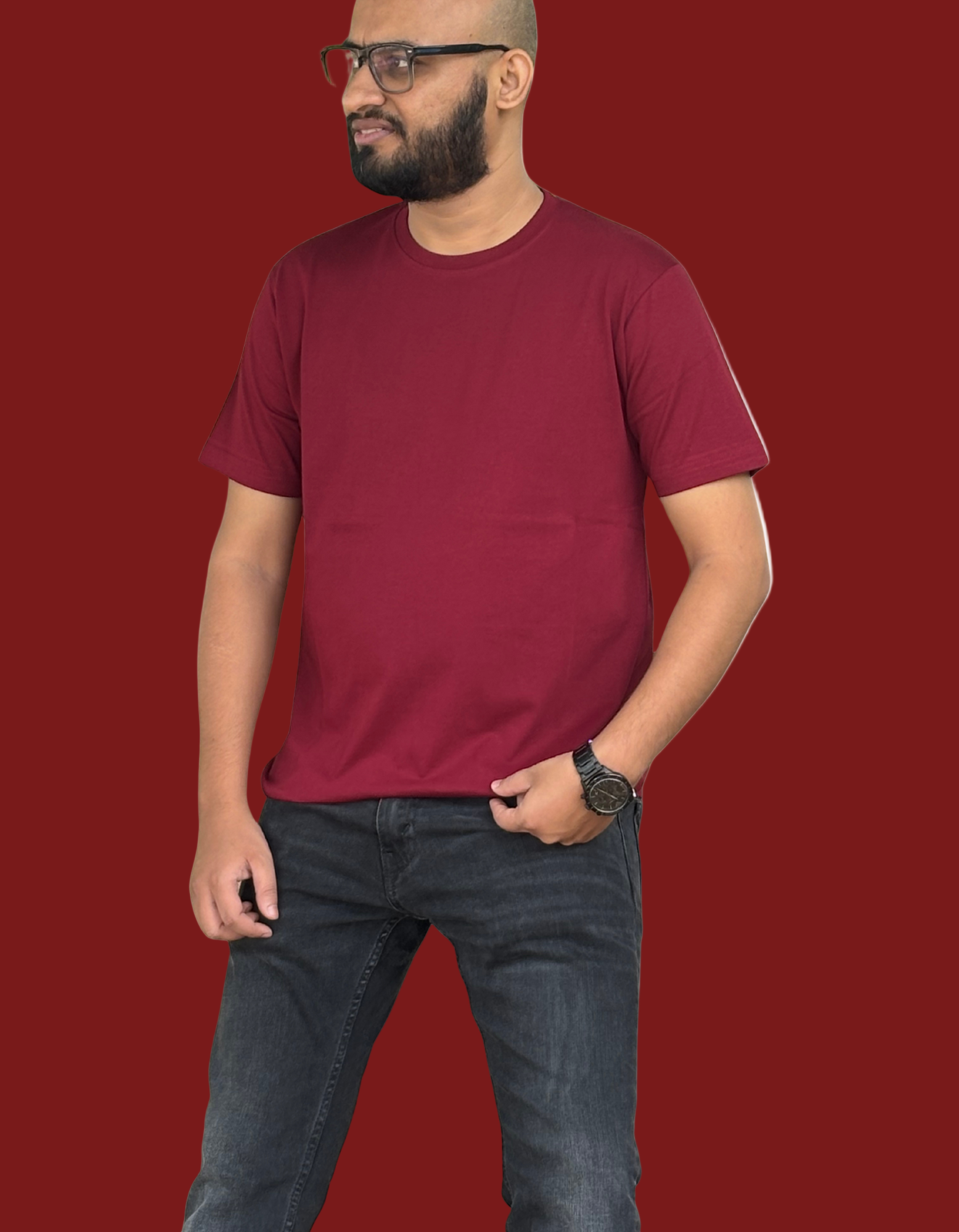 Unisex Maroon Round Neck Cotton T-Shirt – Plain Tee