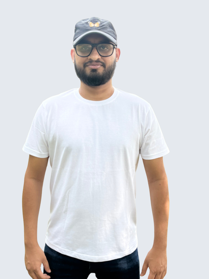 Unisex White Round Neck Cotton T-Shirt – Plain Tee