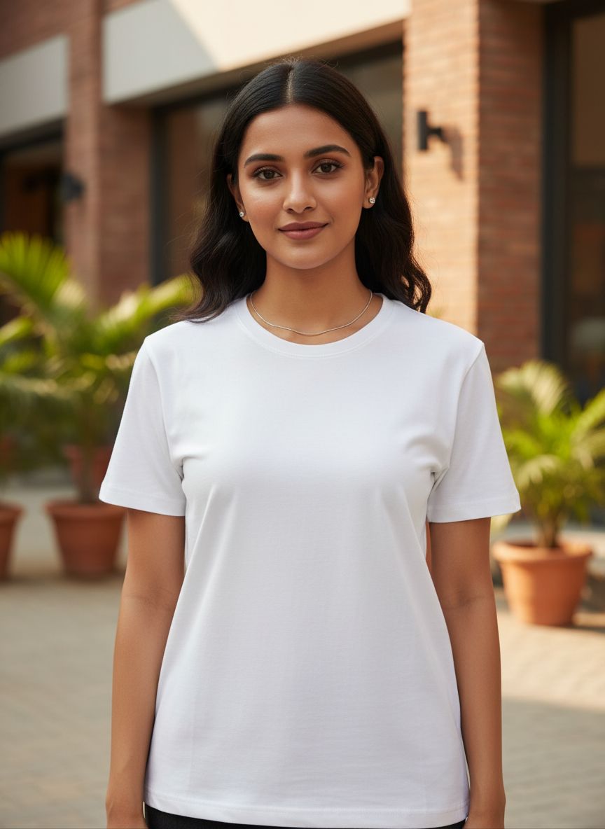 Unisex 100% Cotton Plain Round Neck T-Shirt – 180 GSM (White) | Classic Tee